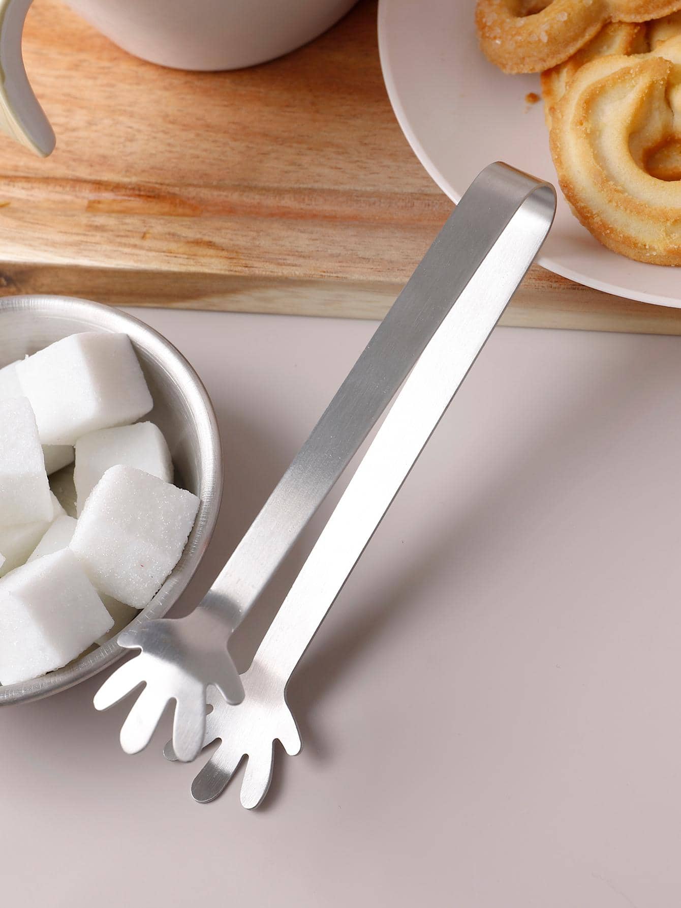 1pc Stainless Steel Food Tongs - Silver - View 1