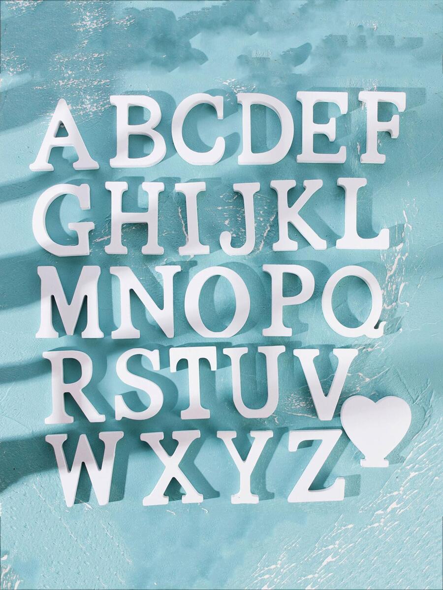 1pc Wood Decoration Craft, Modern Letter Design Decoration Object For Home - White - View 1