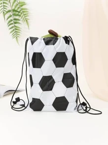 1 件足球图案抽绳旅行收纳袋，波西米亚风 - 黑與白 - 查看 7