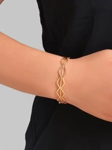 1 Đa Năng Khoét Hở Thiết Kế Chevron Vòng Tay Lắc Tay Dành Cho Nữ Đi Làm Hàng Ngày - Vàng - Xem 1