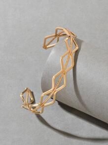 1 Đa Năng Khoét Hở Thiết Kế Chevron Vòng Tay Lắc Tay Dành Cho Nữ Đi Làm Hàng Ngày - Vàng - Xem 4