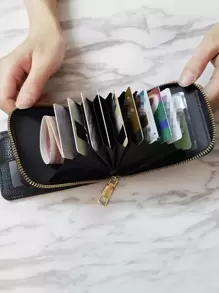 PU Wallet Fashion Short Purse Clutch Zipper Money Bag Woman Small Purse Lightweight Portable Card ID Card White-Collar Workers For Female For Holiday For Anniversary For Birthday Gift Accessories Gift Card Holder Wallet Business Card Holder Credit Card Holder Women For Men Mini Wallet Card Wallet - Black - View 5