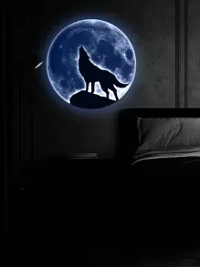 1pc Wolf Pattern Glow In The Dark Wall Sticker, Modern Wall Decal For Home Decoration, Stickers, Wall Decal, Vinyl Decal For Home Decorations, Spring Decoration Items Refresh Your Home, Festival Decoration Stickers Gifts Birthday Graduation