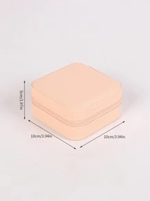 1pc Portable Multi-grid Jewelry Storage Box, Minimalist Solid Color PU Jewelry Storage Box For Home And Travel - Pink - View 4