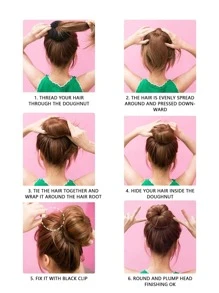 2pcs, Braided Hair Bun Maker, Solid Hair Tie Hair Donut Bun Maker, Ring Style Bun, 2PCS Chignon Hair Medium Donut Shaper For Short And Thin Hair (Medium, 2.36 Inch - Beige - View 3