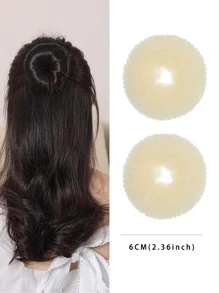 2pcs, Braided Hair Bun Maker, Solid Hair Tie Hair Donut Bun Maker, Ring Style Bun, 2PCS Chignon Hair Medium Donut Shaper For Short And Thin Hair (Medium, 2.36 Inch - Beige - View 2