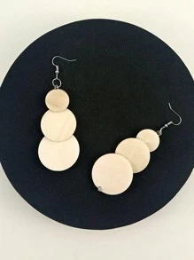 Round Drop Earrings - Beige - View 3