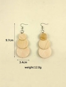 Round Drop Earrings - Beige - View 4