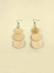 Round Drop Earrings - Beige - View 2