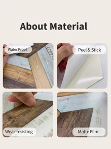 SUPSTICKER 11片六角形木紋自黏貼瓷磚 防水防滑可拼接地板牆貼 多尺寸 9.06*7.87/13.64*11.81in 家居裝飾 - 彩色 - 查看 6