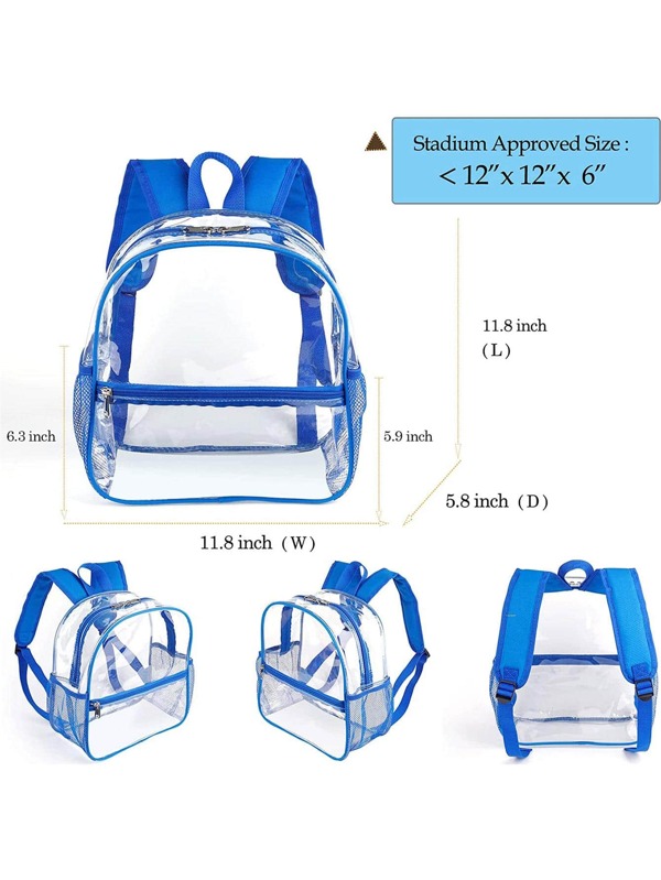 Clear Backpack Stadium Approved 12x6x12, Small See Through Backpack Bag