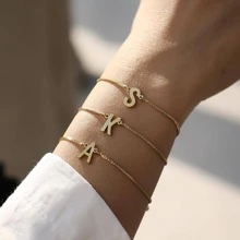 Fashion Stainless Steel Letter Decor Beaded Bracelet For Women For Daily Decoration