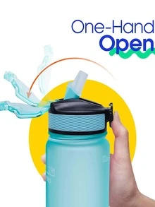 1 Bình nước có thời gian uống và ống hút, Bình nước tạo động lực có vạch chia thời gian, Chống rò rỉ, Bình nước thể thao uống cho thể dục, phòng tập thể dục & nước ngoài trời, Đồ dùng cho ngày tựu trường - màu xanh lá - Xem 3