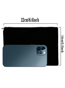 化妆包收纳袋女士口红化妆包女士旅行便携式洗漱用品收纳袋零钱包化妆盒带拉链工具包化妆包化妆品收纳袋化妆品收纳 - 黑色 - 查看 2