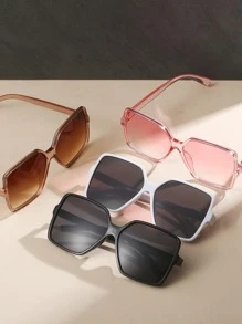 4 副男女通用超大方形镜框时尚眼镜，适合派对、旅行、音乐节、运动、驾驶、节日、海滩、度假、家庭出游、优雅造型、街头配饰、运动、户外活动、钓鱼、度假