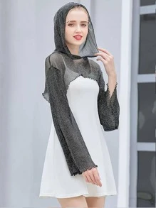 1pc Women Solid Casual Shawl With Hat For Summer