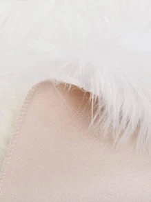 Solid Fuzzy Round Rug, White Plush Carpet, For Living Room, Bedroom - White - View 3