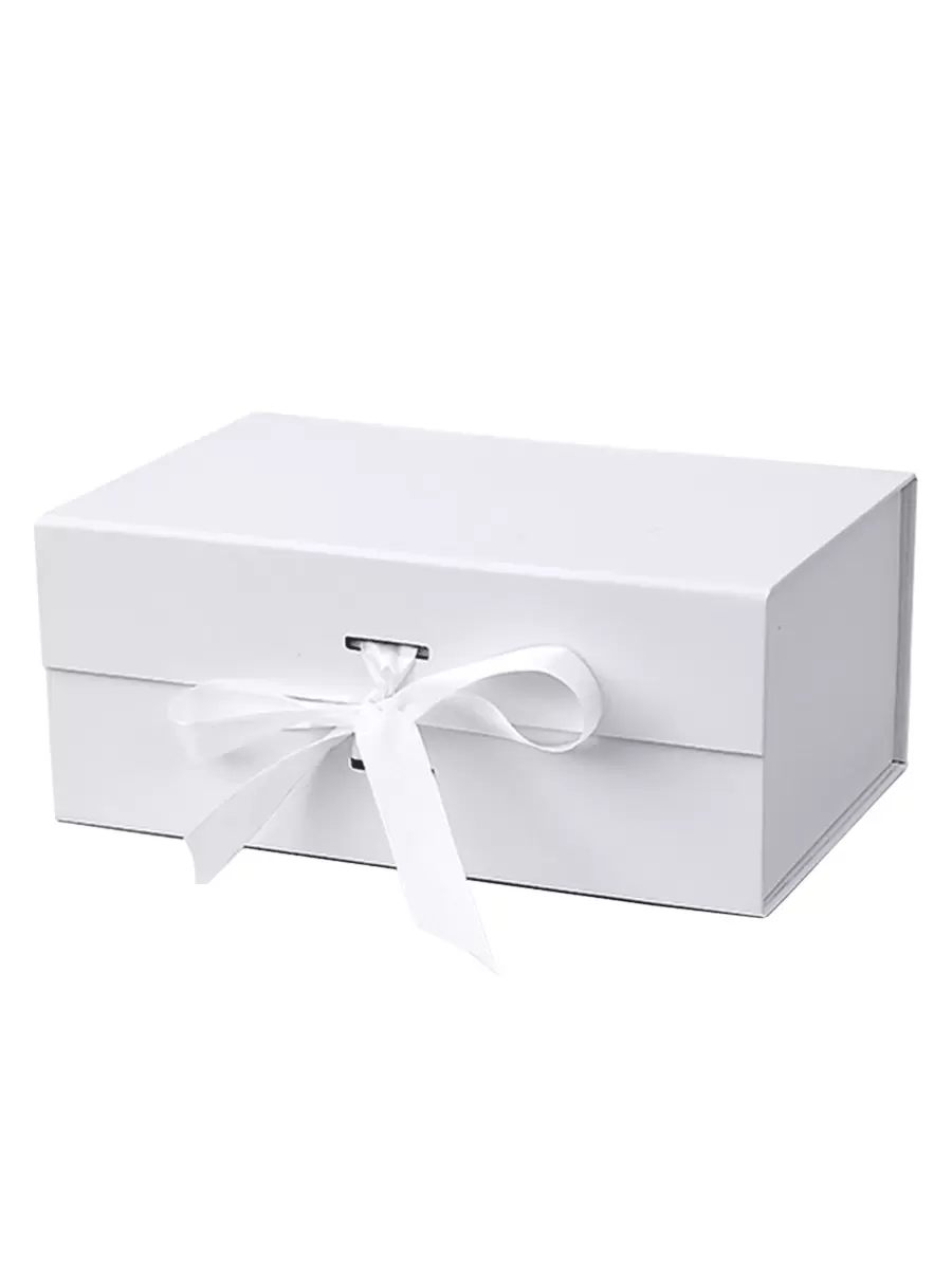 1pc Bow Decor Gift Box, White Paper Present Packaging Box, For Gift Valentine Day - White - View 1