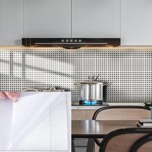 10pcs Plaid Pattern Kitchen Sticker - Black and White - View 1