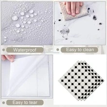 10pcs Plaid Pattern Kitchen Sticker - Black and White - View 7