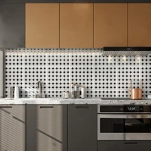 10pcs Plaid Pattern Kitchen Sticker - Black and White - View 6