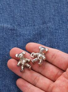 1入組鐵合金腰部調節扣，可愛熊設計安全別針腰扣褲子 - 灰色 - 查看 5