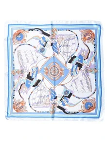 YWQLWJ 1pc Women Ship Print Vintage Bandana For Decoration - Blue - View 8