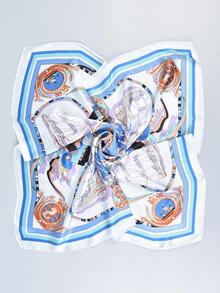 YWQLWJ 1pc Women Ship Print Vintage Bandana For Decoration - Blue - View 7