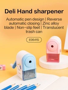 1pc Cartoon Graphic Pencil Sharpener, Basics School Pencil Sharpener For School Student - Pink - View 3