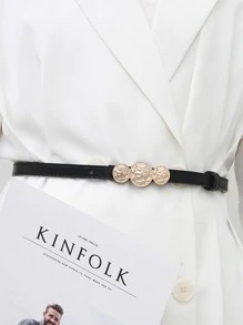 1 Thắt lưng nữ khóa tròn thời trang cho cuộc sống hàng ngày - màu đen - Xem 1