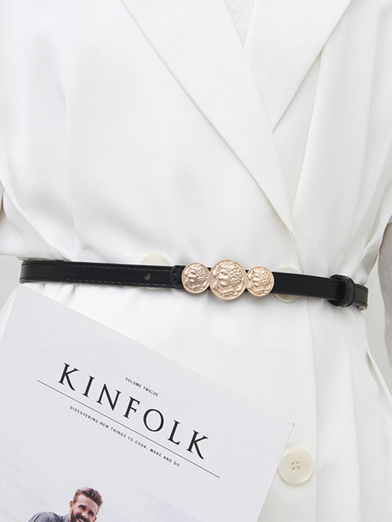 1 Thắt lưng nữ khóa tròn thời trang cho cuộc sống hàng ngày - màu đen - Xem 1