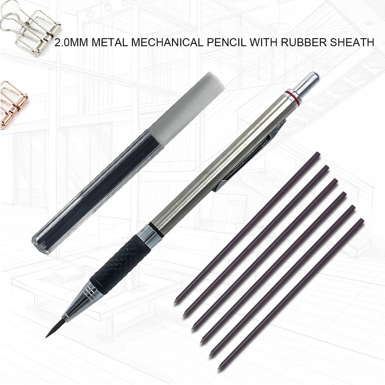 1 set Portaminas 2.0mm - Plateado - Ver 1