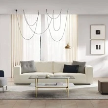 AGV LIGHTING 202206 Tadio Glass Coffee Table, Double Layer Coffee Table for Living Space, Gold Finish Frmae, Smoky Grey Glass Top & White Marble Wood Top - 灰色 - 查看 5