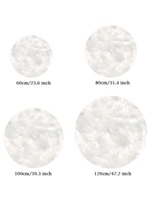 Solid Fuzzy Round Rug, White Plush Carpet, For Living Room, Bedroom - White - View 6