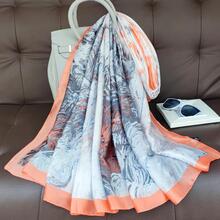 Pañuelo con estampado floral - Naranja - Ver 3