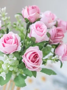 1 Nhân Tạo Hoa, Nhựa Hoa Giả Trang Trí Nhà Cửa, Đám Cưới - Màu Hồng  San hô - Xem 4