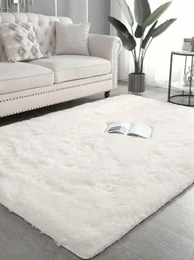 unicolore duveteux blanc en peluche pour vie chambre à coucher - Blanc - Voir 1