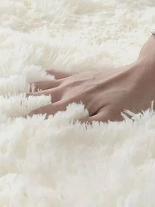 unicolore duveteux blanc en peluche pour vie chambre à coucher - Blanc - Voir 2