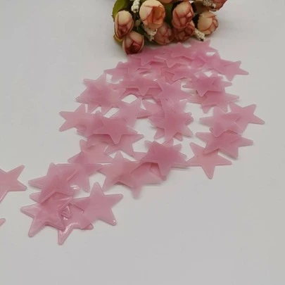 100 Stück leuchtende Sterne-förmige Wandaufkleber, rosa DIY Kunststoff Sterne Aufkleber, für Heim-Dekoration, Aufkleber, Wandtattoo, Vinyl-Aufkleber für Heim-Dekorationen, Frühlings-Dekorations-Artikel um Ihr Zuhause aufzufrischen, Rama Dekorations-Aufkleber Geschenke Geburtstag Abschluss