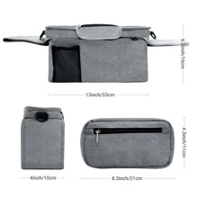 Momcozy Universal Stroller Organizer With Insulated Cup Holder - Light Grey - View 2