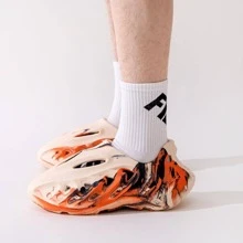 Men Color Block Hollow Out Guốc thông hơi, Guốc EVA ngoài trời thời trang - Màu be - Xem 5