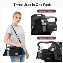 Momcozy Universal Stroller Organizer With Insulated Cup Holder - Black - View 1