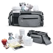 Momcozy Universal Stroller Organizer With Insulated Cup Holder - Light Grey - View 6
