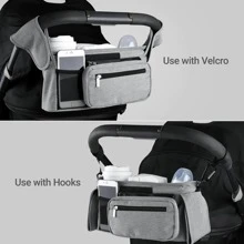 Momcozy Universal Stroller Organizer With Insulated Cup Holder - Light Grey - View 8