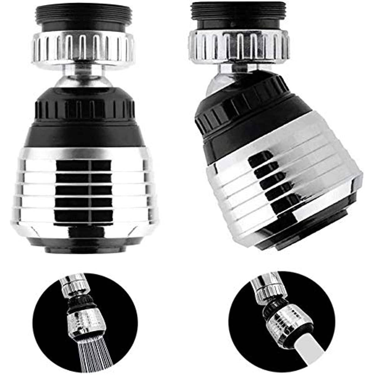 2入組360度旋轉水龍頭起泡器豪華節水水龍頭噴霧器 - 黑色 - 查看 1
