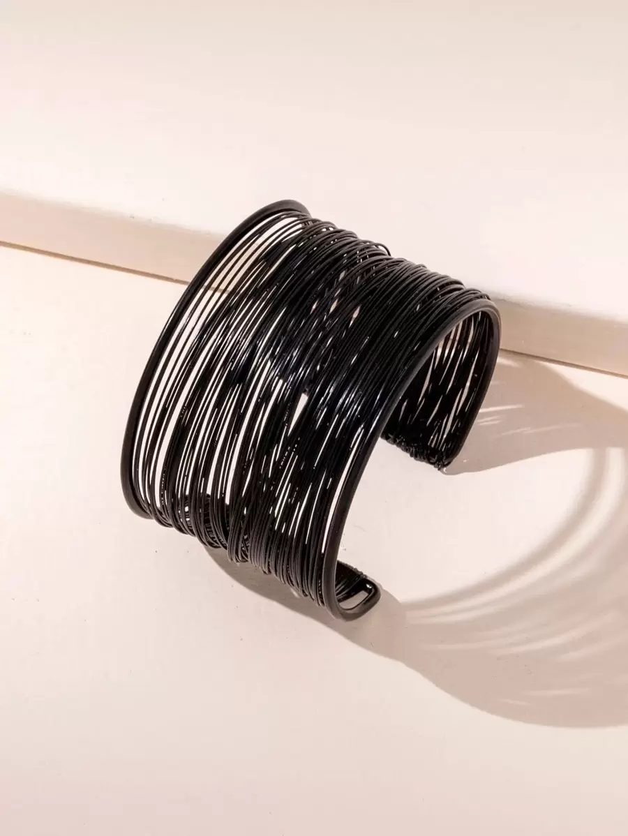 Máy Tính Nữ Kim Loại Đơn Giản Thời Trang Tinh Tế Mở Vòng Bít Trang Trí Vòng Tay - màu đen - Xem 1