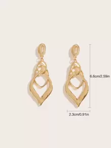 Geometric Drop Earrings - Yellow Gold - View 5