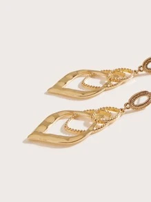Geometric Drop Earrings - Yellow Gold - View 4