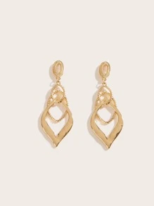 Geometric Drop Earrings - Yellow Gold - View 3