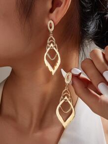 Geometric Drop Earrings - Yellow Gold - View 1